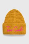 Шапка з домішкою вовни MC2 Saint Barth колір жовтий з товстого трикотажу