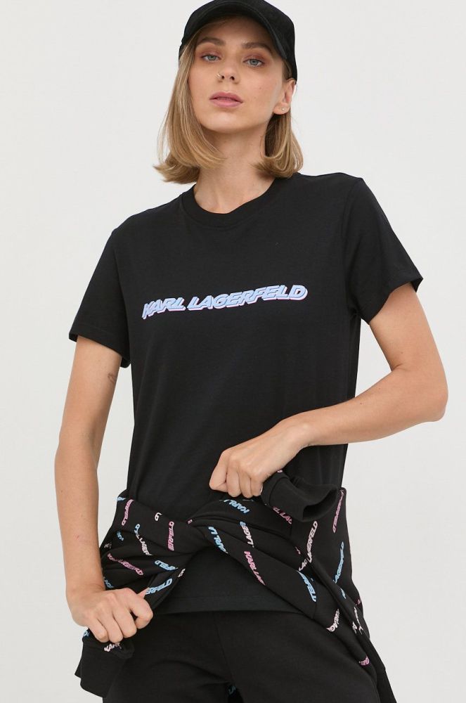 Бавовняна футболка Karl Lagerfeld колір чорний (2489310)