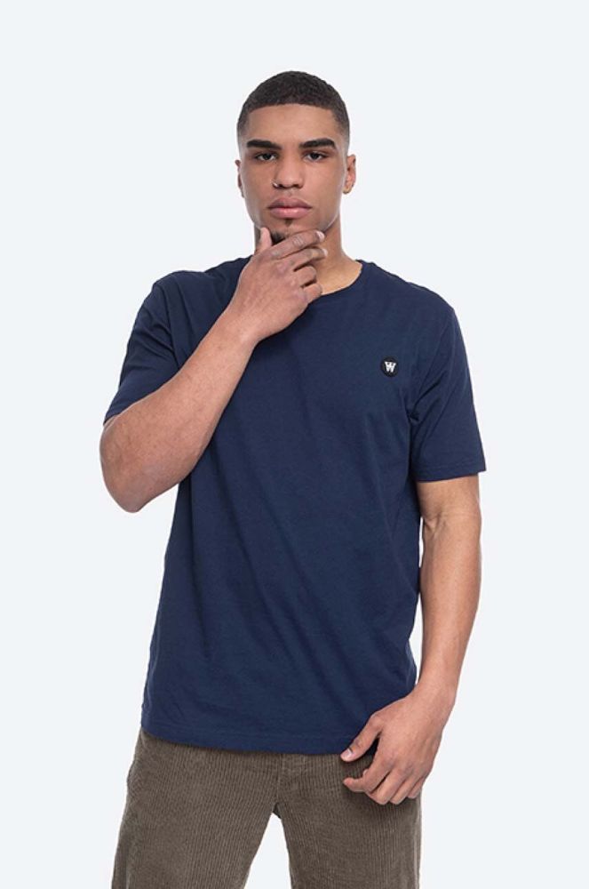 Бавовняна футболка Wood Wood Ace Double A колір бордовий з аплікацією 10005700.2222-NAVY