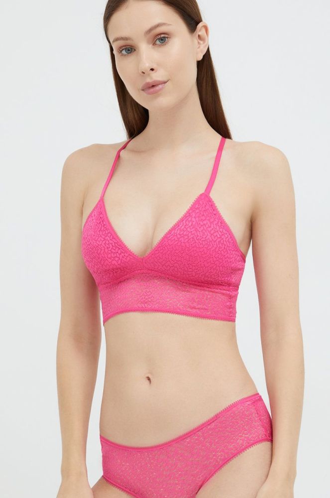 Бюстгальтер Dkny колір рожевий мереживо однотонний (2466391)