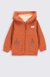Кофта для немовлят Coccodrillo колір помаранчевий з капюшоном з принтом
