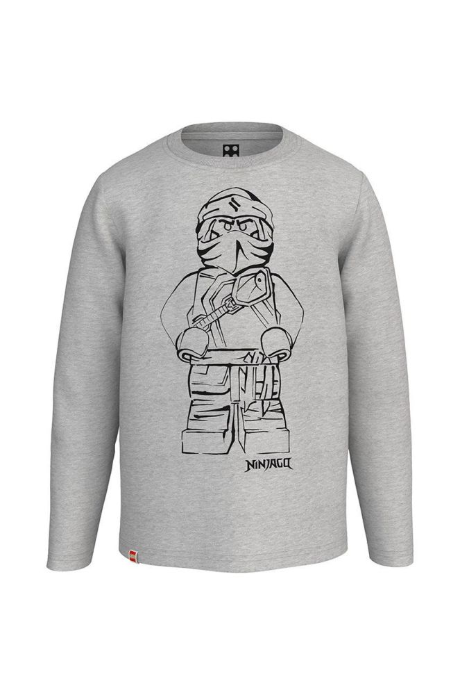 Дитяча бавовняна кофта Lego Wear колір сірий з принтом (2653280)