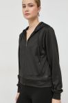 Кофта Guess Marthe жіноча колір чорний з капюшоном з принтом