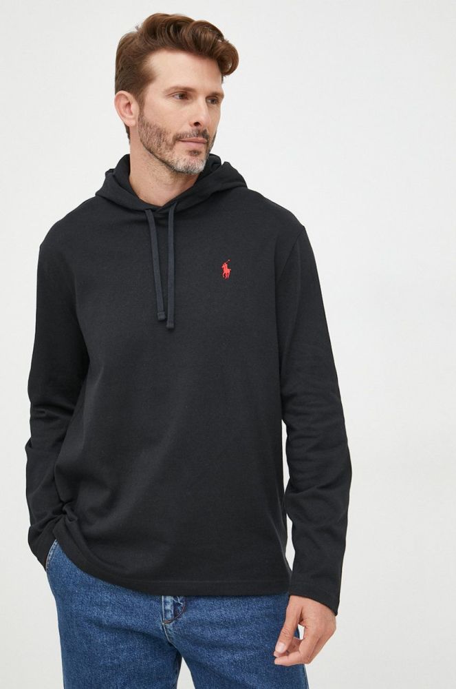 Бавовняна кофта Polo Ralph Lauren чоловіча колір чорний однотонна
