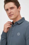 Лонгслів Armani Exchange чоловічий колір бірюзовий однотонний