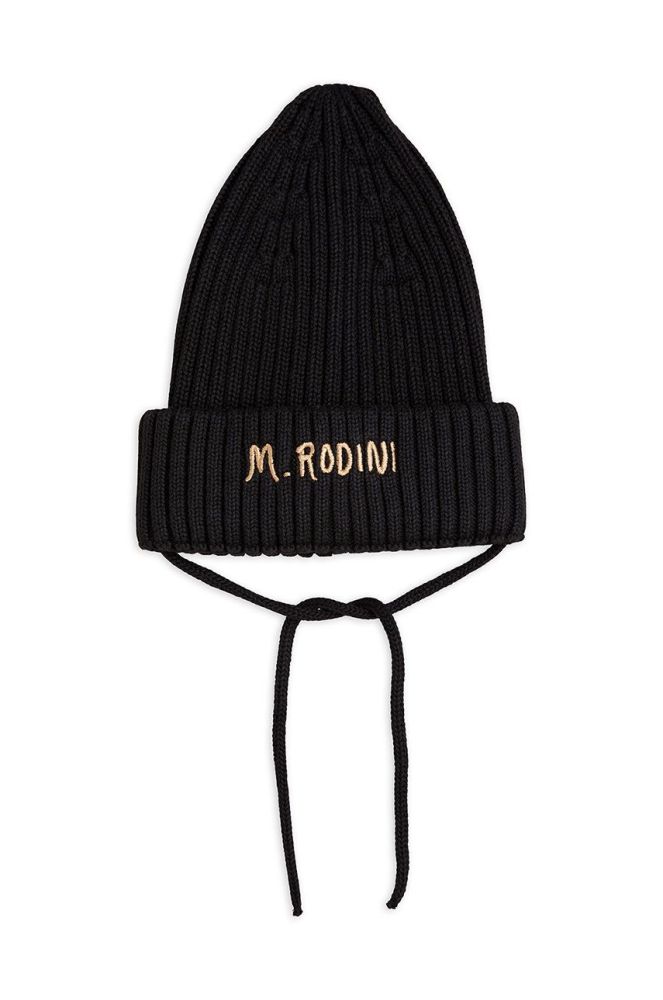 Дитяча шапка Mini Rodini колір чорний з бавовни
