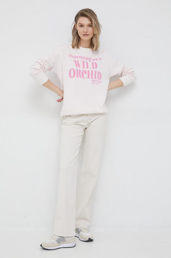 Светр з домішкою вовни United Colors of Benetton X Pantone жіночий колір рожевий