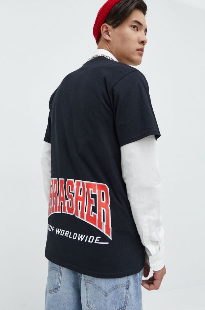 Бавовняна футболка HUF X Trasher колір чорний з принтом (2494550)