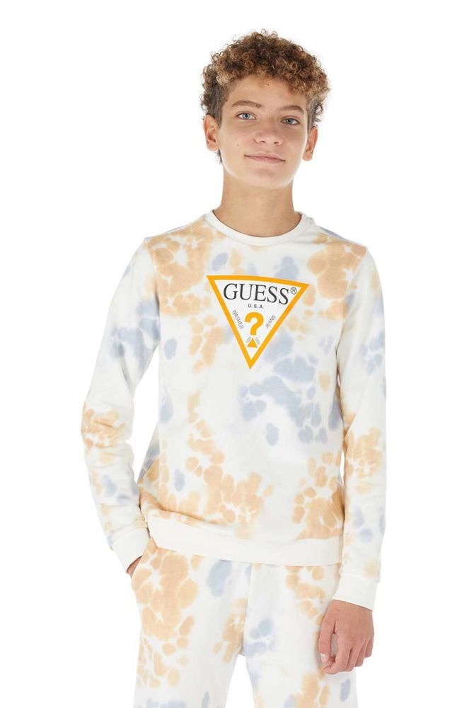 Дитяча бавовняна кофта Guess колір бежевий візерунок (3296448)