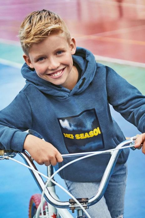 Дитяча кофта Mayoral з капюшоном з принтом колір блакитний (3413612)