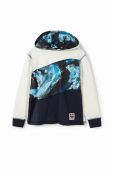 Дитяча бавовняна кофта Desigual з капюшоном візерунок колір блакитний (3549900)