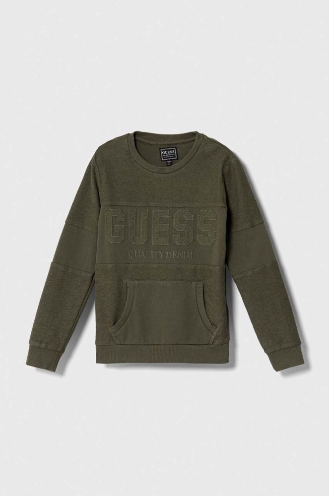 Бавовняна кофта Guess колір зелений з аплікацією
