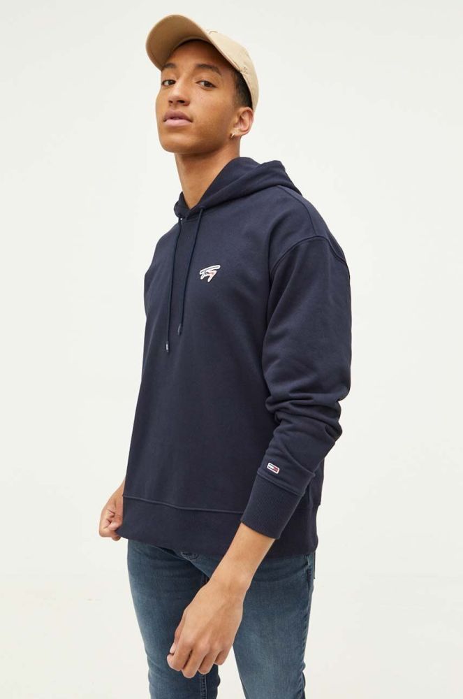 Кофта Tommy Jeans чоловіча колір синій з капюшоном однотонна (3284008)
