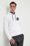 Бавовняна кофта BOSS чоловіча колір білий з капюшоном однотонна