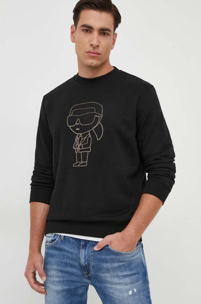 Кофта Karl Lagerfeld чоловіча колір чорний з аплікацією (3465981)