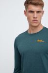 Спортивний лонгслів Jack Wolfskin Sky Thermal колір зелений меланж