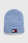 Шапка з домішкою вовни Tommy Jeans з товстого трикотажу колір блакитний (3585472)