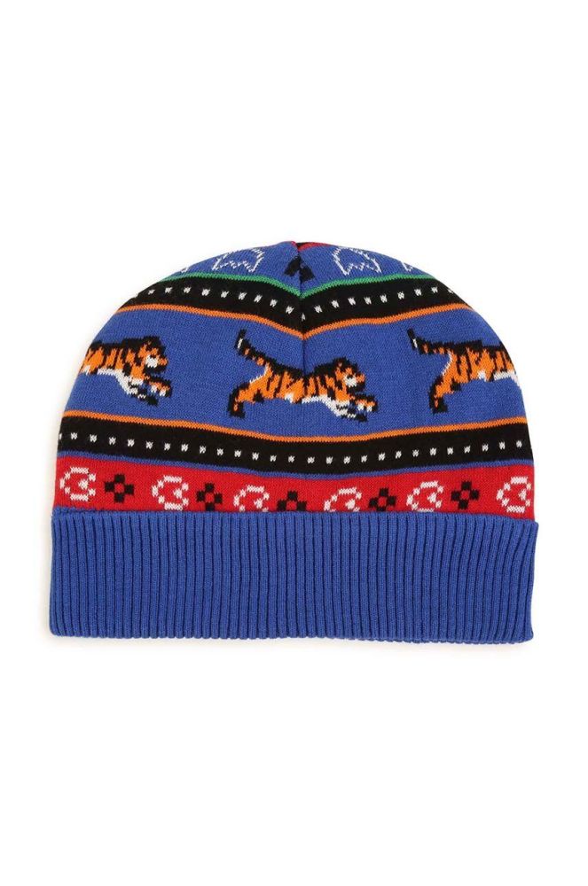 Дитяча шапка Kenzo Kids колір синій з тонкого трикотажу