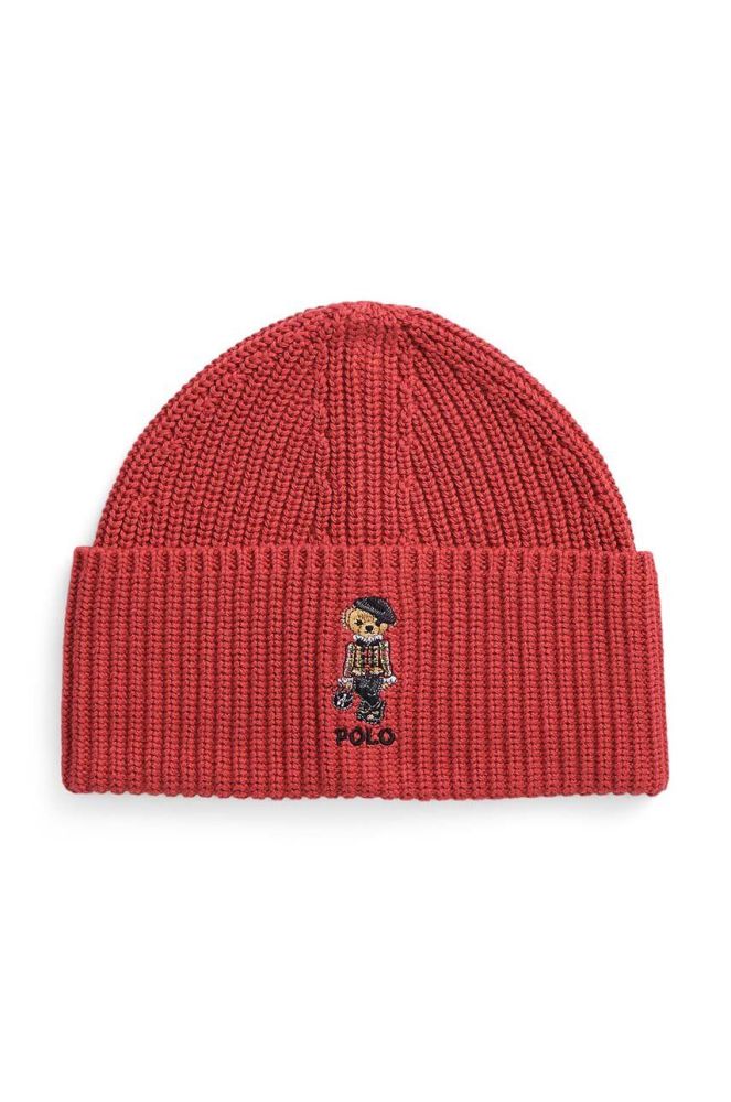 Дитяча бавовняна шапка Polo Ralph Lauren колір червоний з бавовни (3656735)