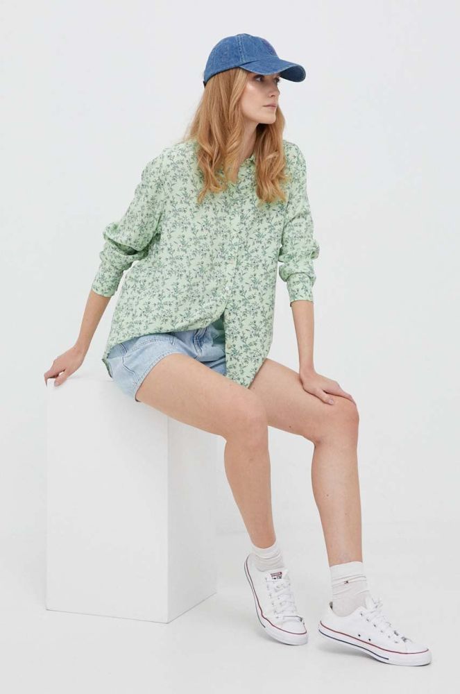 Сорочка Pepe Jeans Falae жіноча колір зелений regular класичний комір