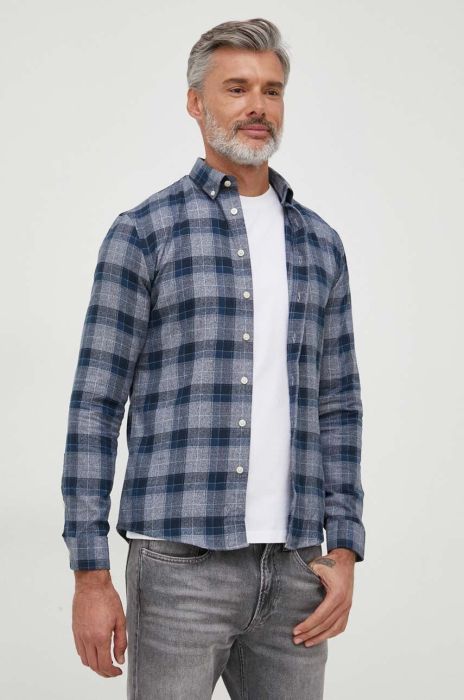 Сорочка Lindbergh чоловіча slim комір button-down колір блакитний (3625194)