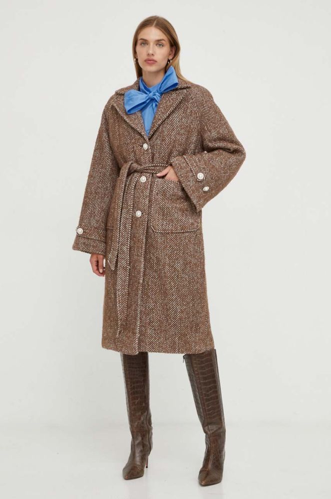 Пальто з домішкою вовни Custommade колір коричневий перехідний oversize