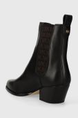 Шкіряні черевики MICHAEL Michael Kors Kinlee жіночі колір чорний каблук блок 40F3KNME6L