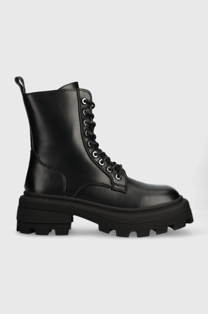 Черевики Buffalo Nabu Lace Up Mid жіночі колір чорний на платформі 1622344