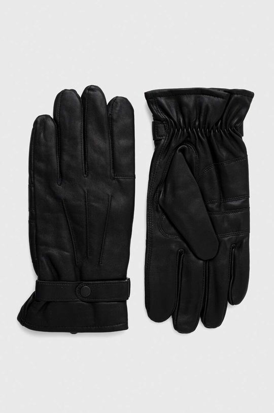 Шкіряні рукавички Barbour чоловічі колір чорний