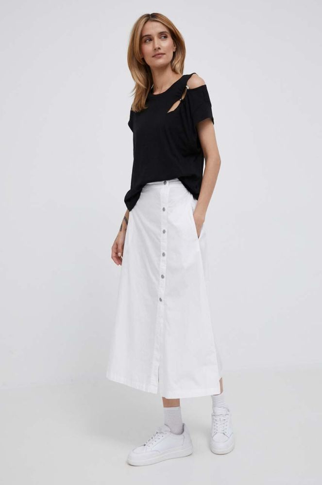 Бавовняна спідниця Dkny колір білий maxi розкльошена