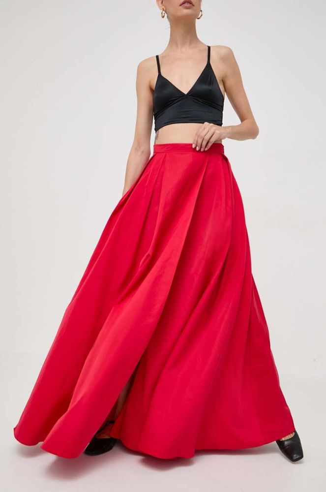 Спідниця Twinset колір червоний maxi розкльошена