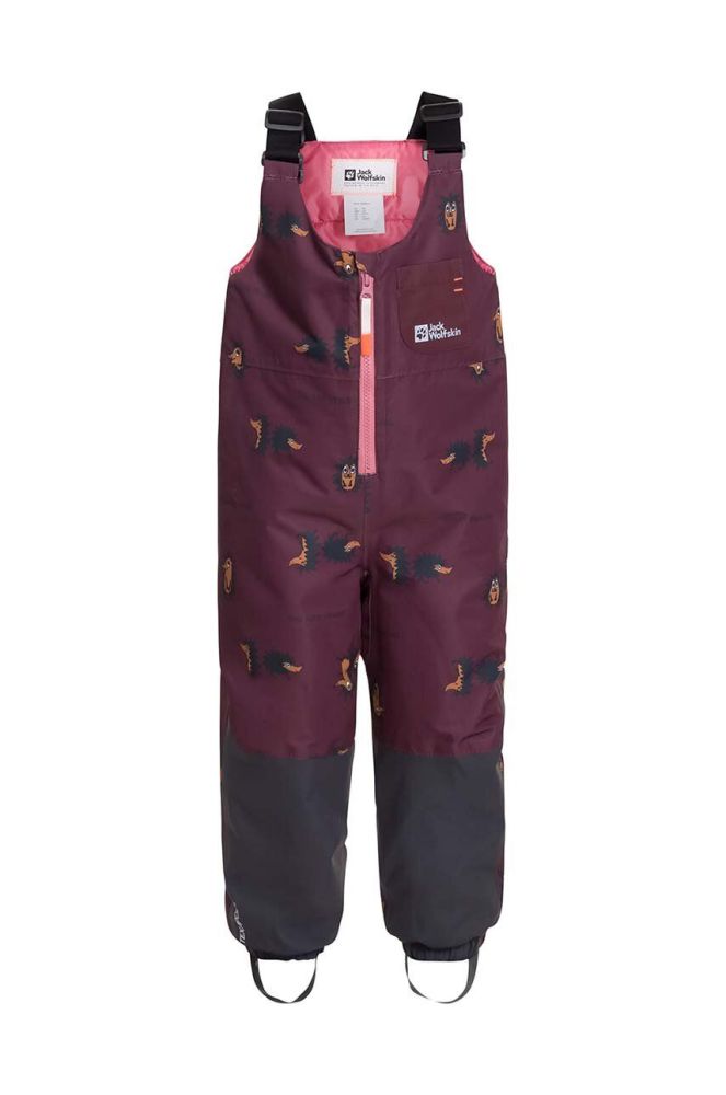 Дитячі штани для зимових видів спорту Jack Wolfskin GLEEL 2L INS PRINT BIB колір бордовий
