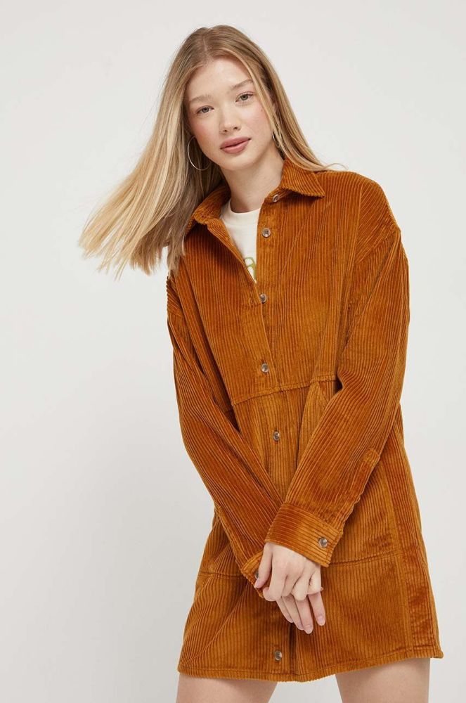 Вельветова сукня Billabong колір коричневий mini пряма