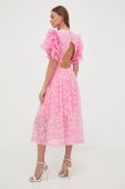Сукня з домішкою шовку Custommade колір рожевий midi розкльошена