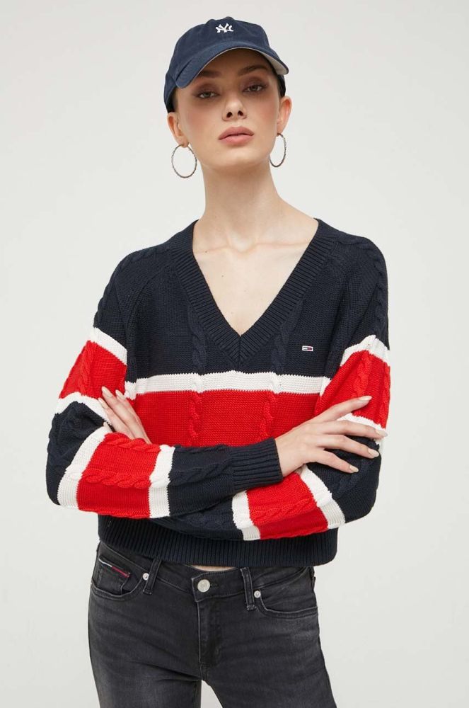 Светр Tommy Jeans жіночий колір синій (3376972)