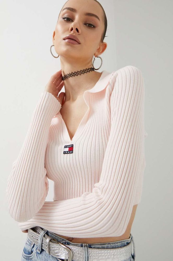 Светр Tommy Jeans жіночий колір рожевий легкий (3366687)