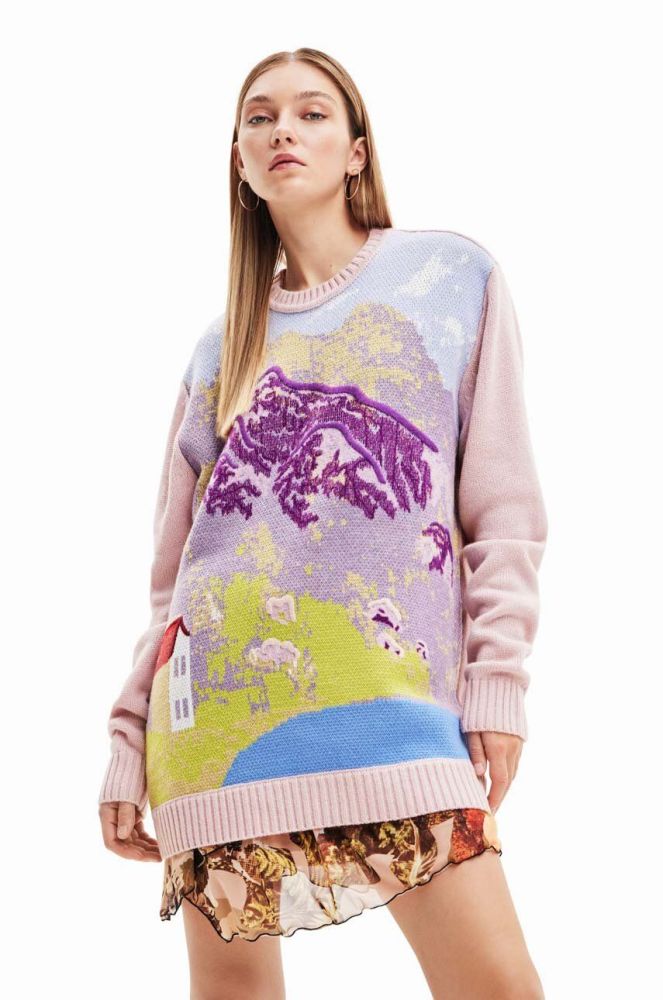 Светр з домішкою вовни Desigual x M. Christian Lacroix жіночий колір рожевий