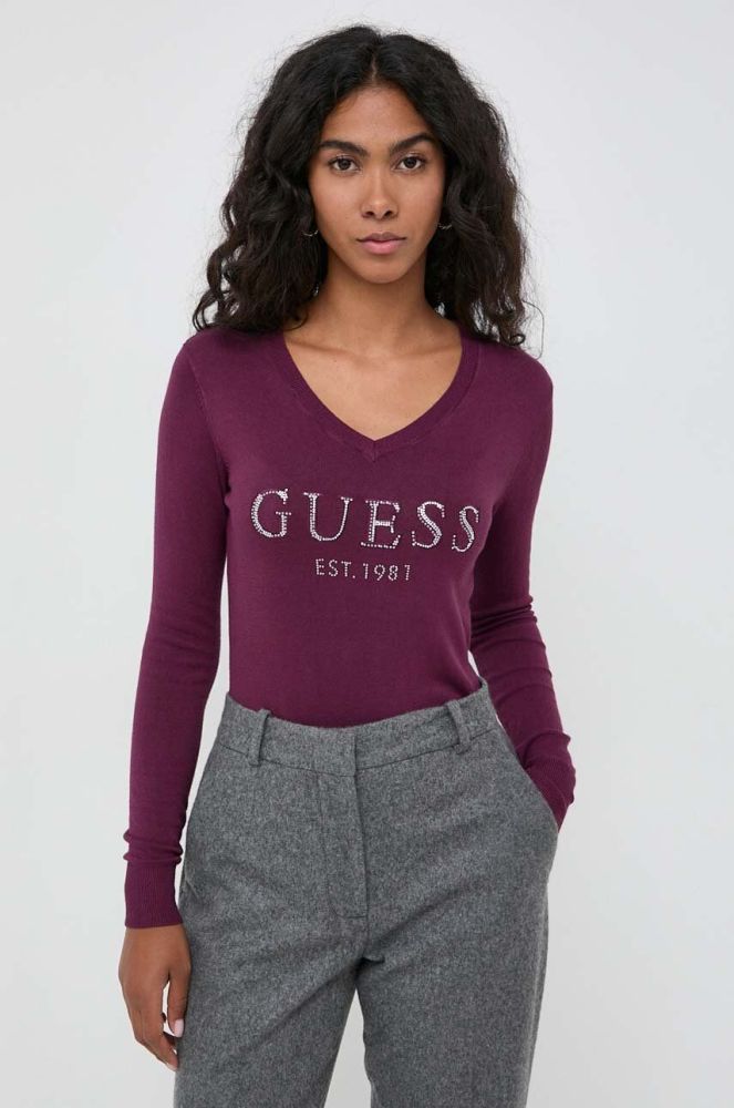 Светр Guess жіночий колір фіолетовий легкий (3572402)