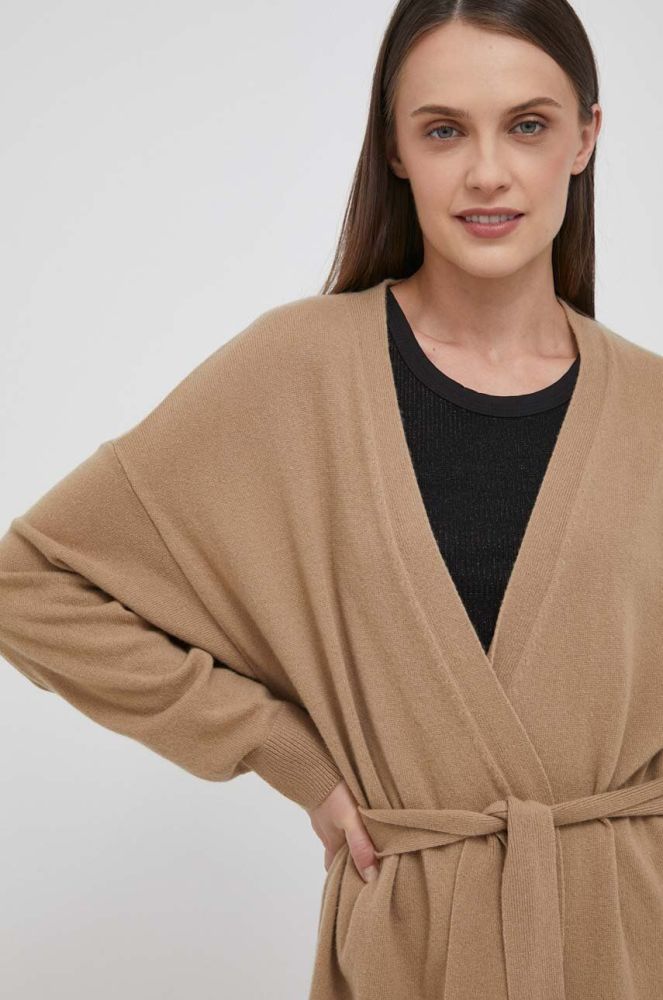 Вовняний кардиган United Colors of Benetton колір коричневий легкий (3534579)
