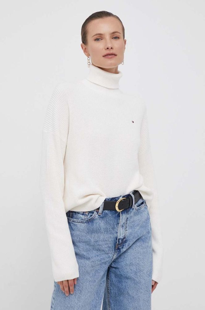 Бавовняний светр Tommy Hilfiger колір бежевий гольф (3538708)