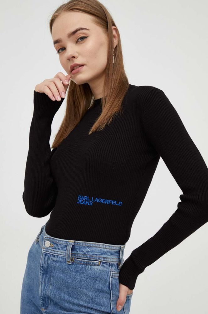 Светр Karl Lagerfeld Jeans жіночий колір чорний легкий