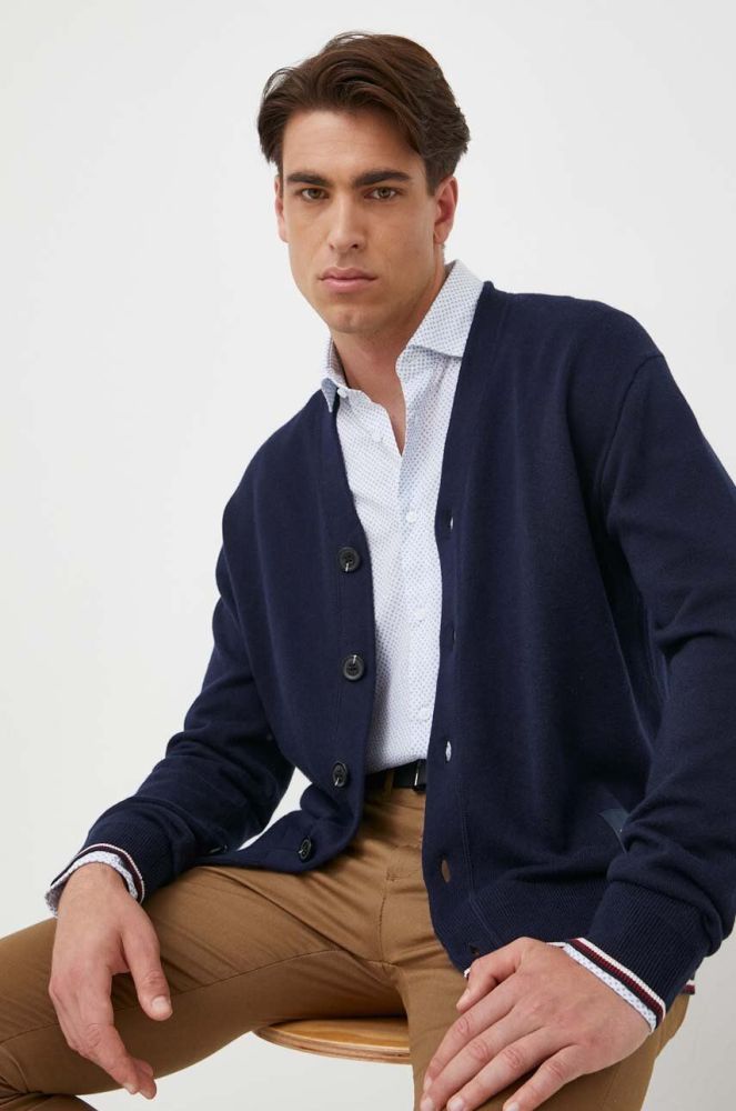 Кардиган з домішкою шовку Tommy Hilfiger колір синій (3322441)