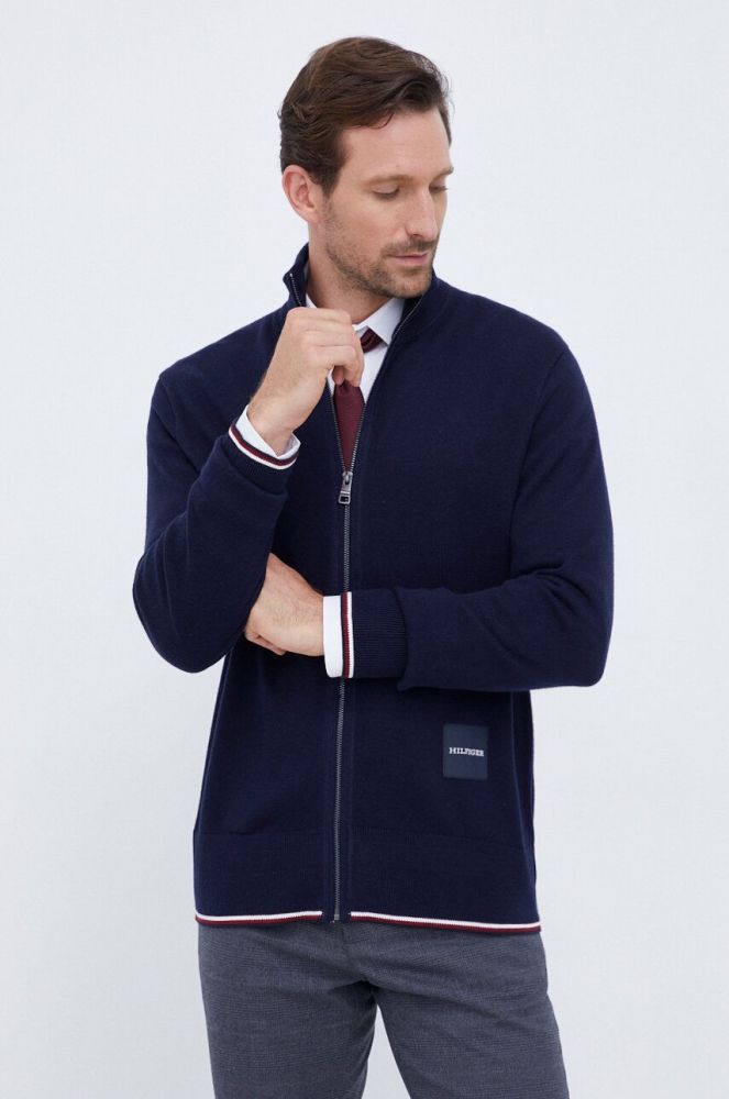 Кардиган з домішкою шовку Tommy Hilfiger колір синій (3534708)