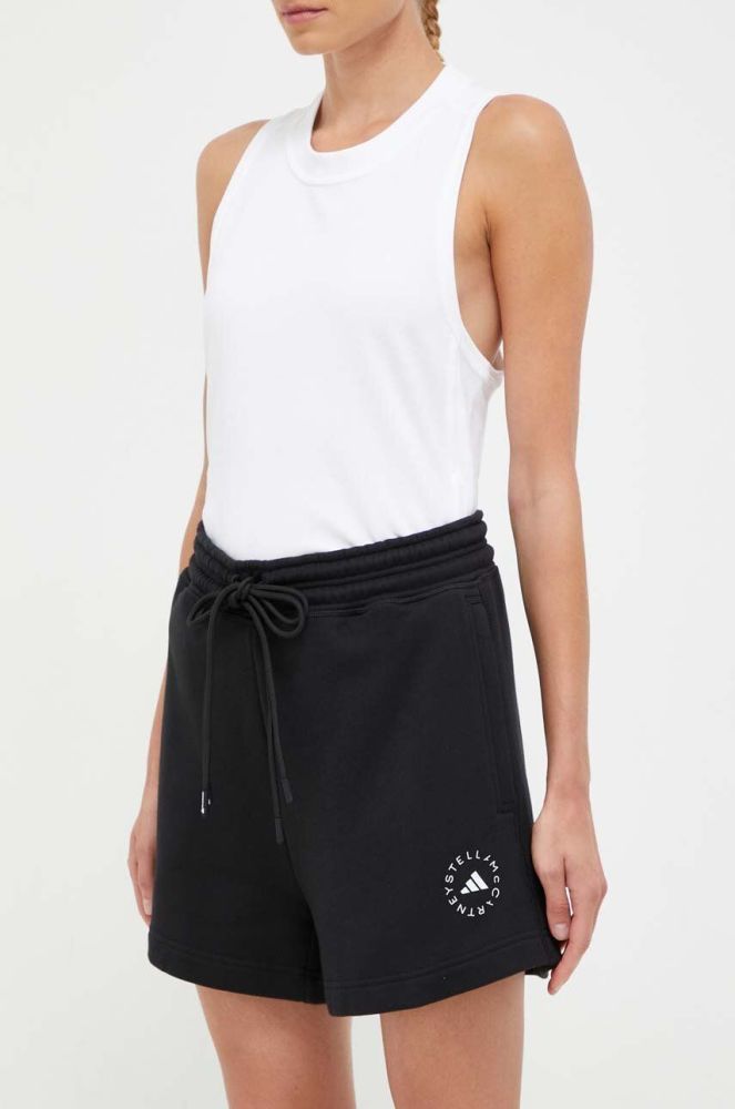 Бавовняні шорти adidas by Stella McCartney Terry колір чорний однотонні висока посадка