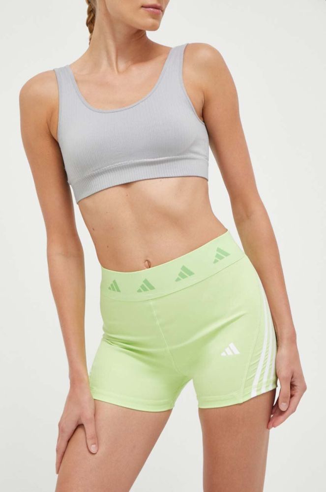 Шорти для тренувань adidas Performance Techfit Hyperglam колір зелений з принтом середня посадка