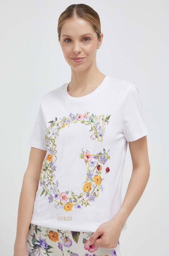 Бавовняна футболка Guess колір білий (3316929)