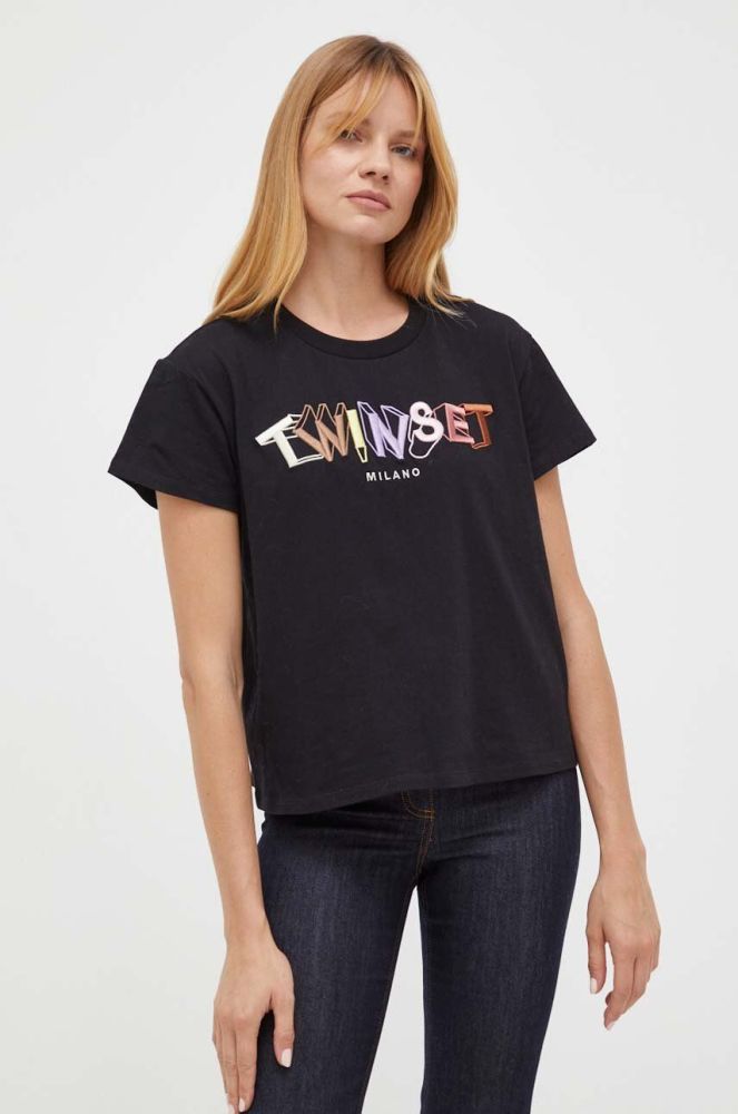 Бавовняна футболка Twinset колір чорний (3468099)