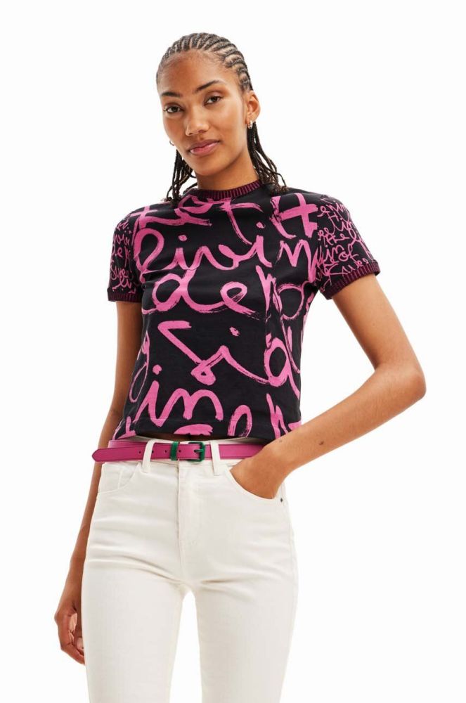 Футболка Desigual жіночий колір рожевий