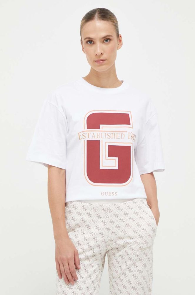 Бавовняна футболка Guess колір білий (3628496)