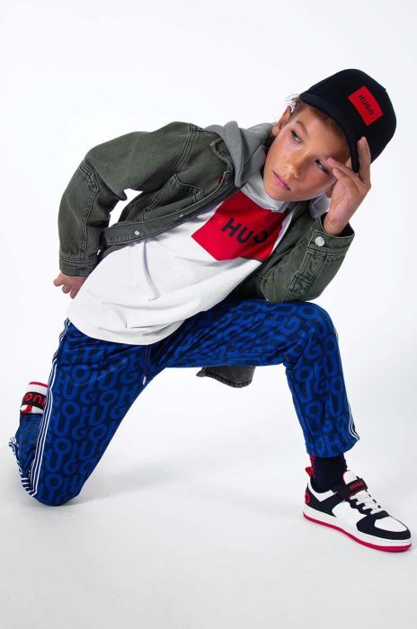 Дитяча бавовняна футболка HUGO колір білий з принтом (3405021)